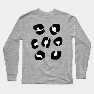 Large, Monochrome, Leopard Spots Pack on Grey Long Sleeve T-Shirt